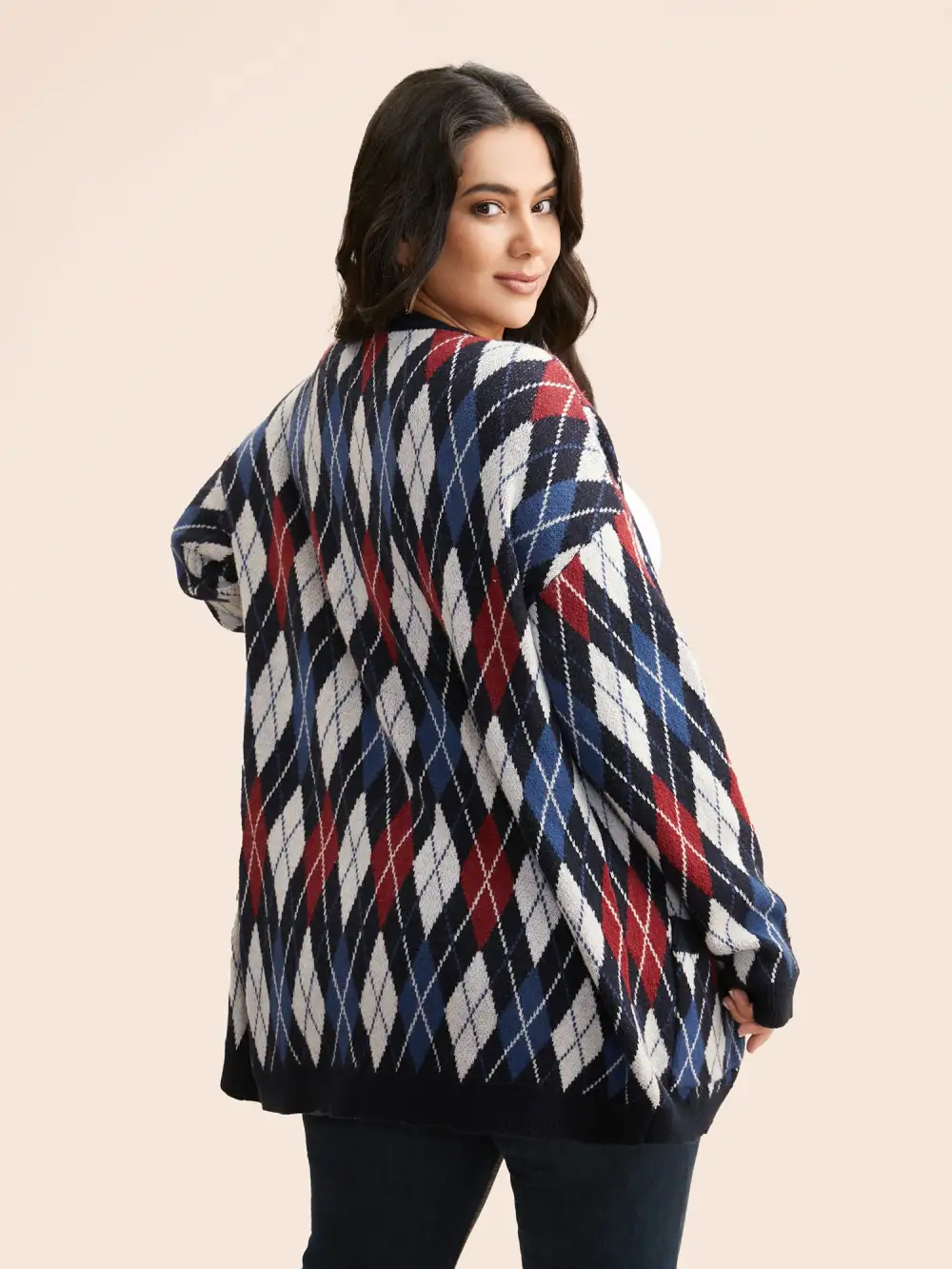 Plaid Drop Shoulder Pocket Cardigan