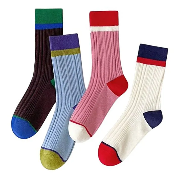 Contrast Block Ribbed Socks