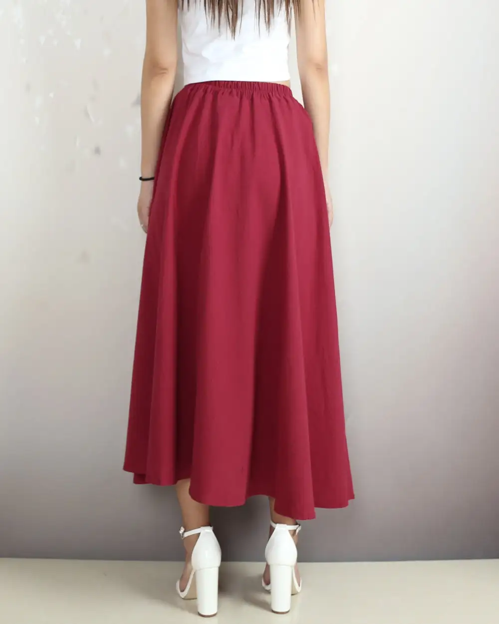 Boho Linen Flared Skirt