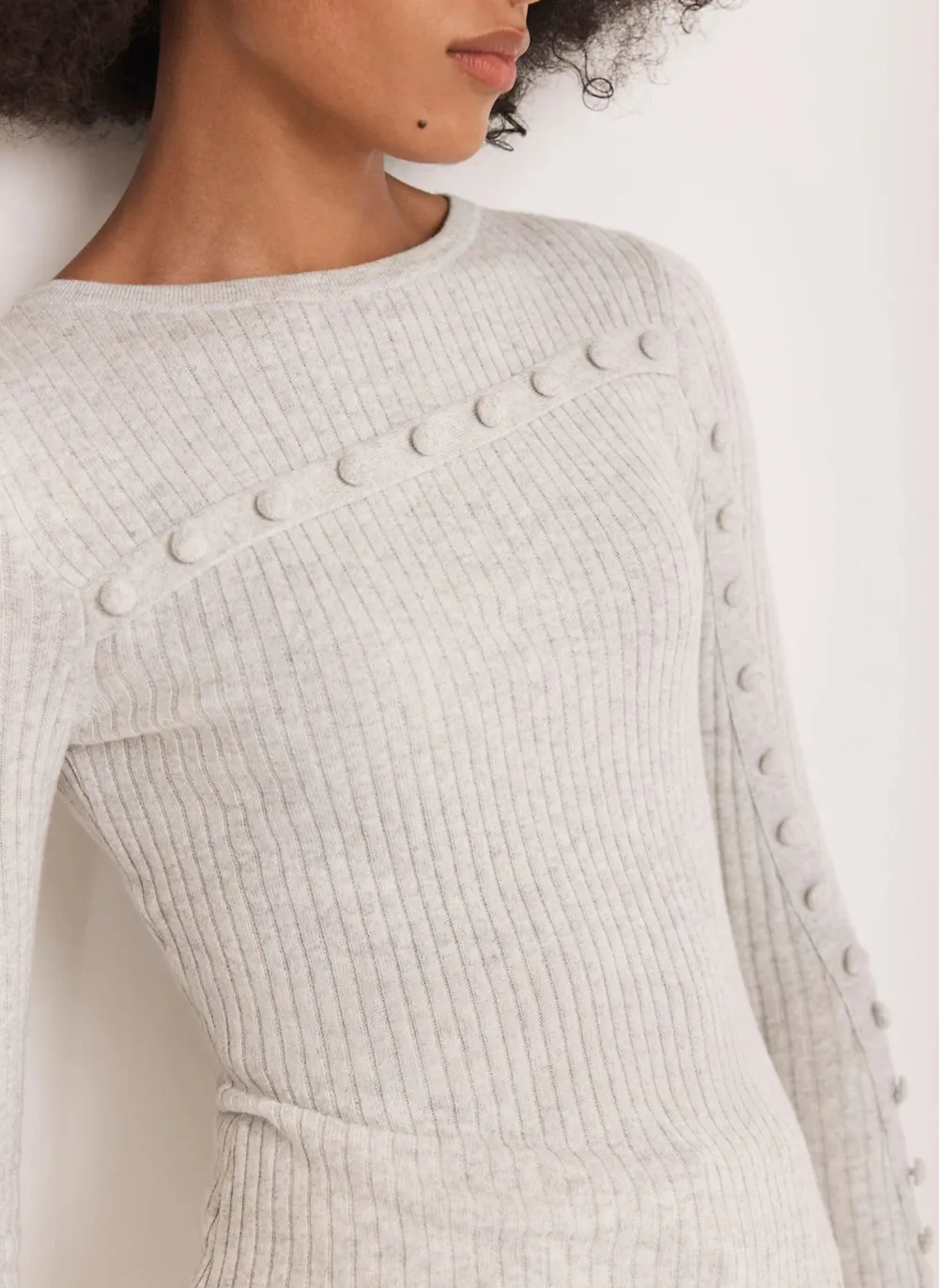 Casual Style Grey Cotton Knit Top