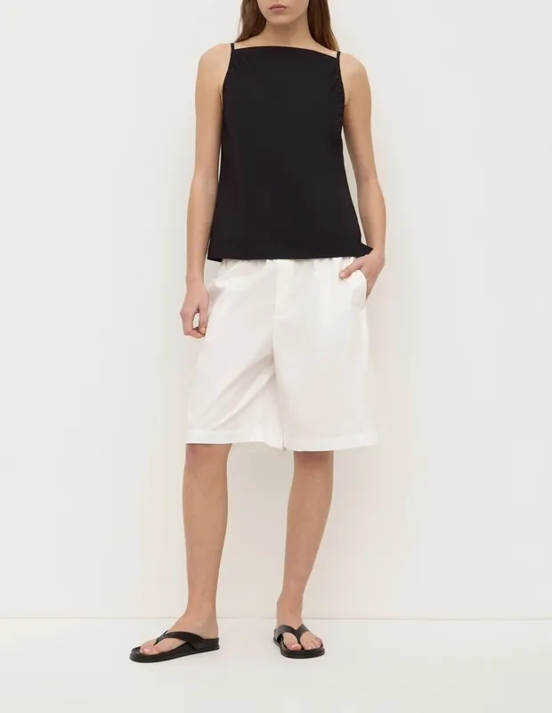 White Longline Poplin Short