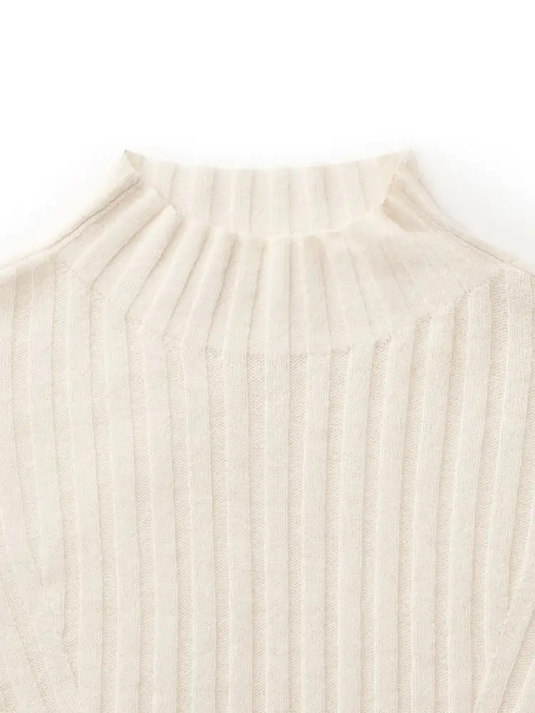 Wool Blend Mock Neck Women Sweater