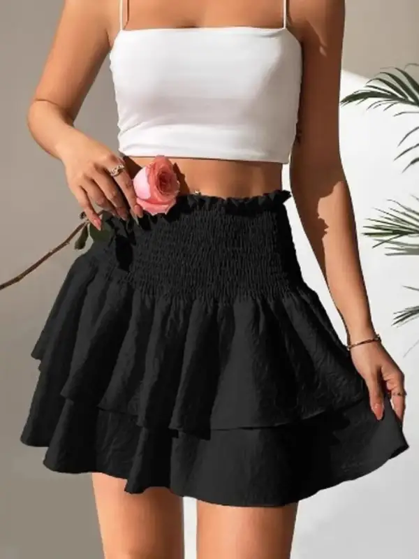 Simple Ruched Smocked Skirt