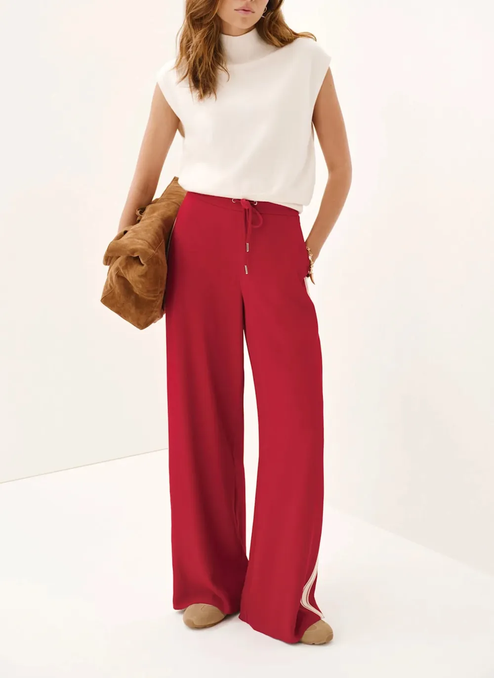 Casual Style Red Side Stripe Trousers