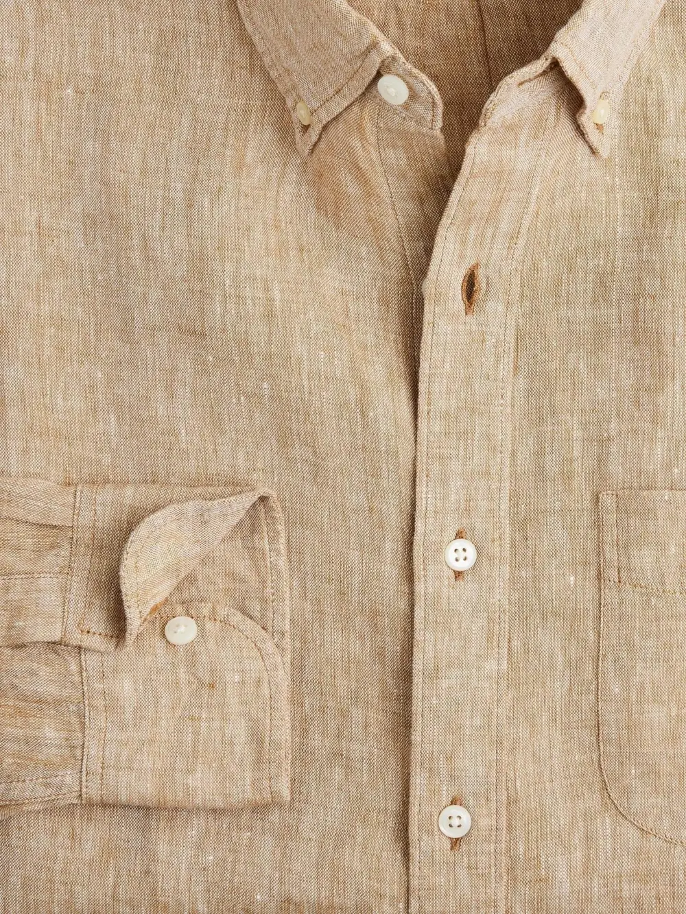 Beige Long Sleeve Linen Blend Shirt