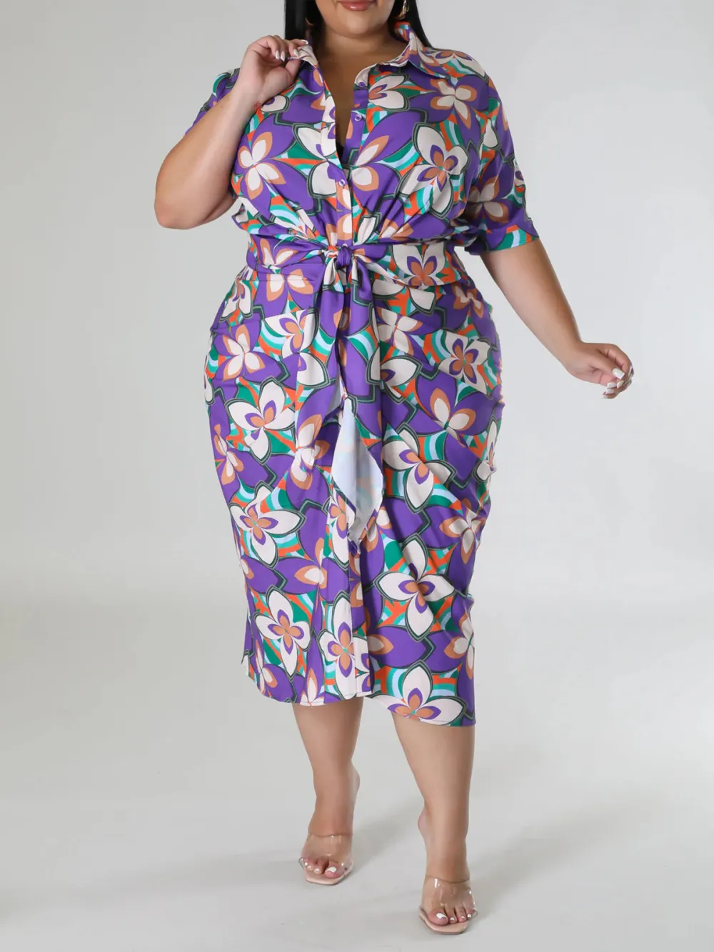 Plus-Size Fashion Women'S Floral Print Dress