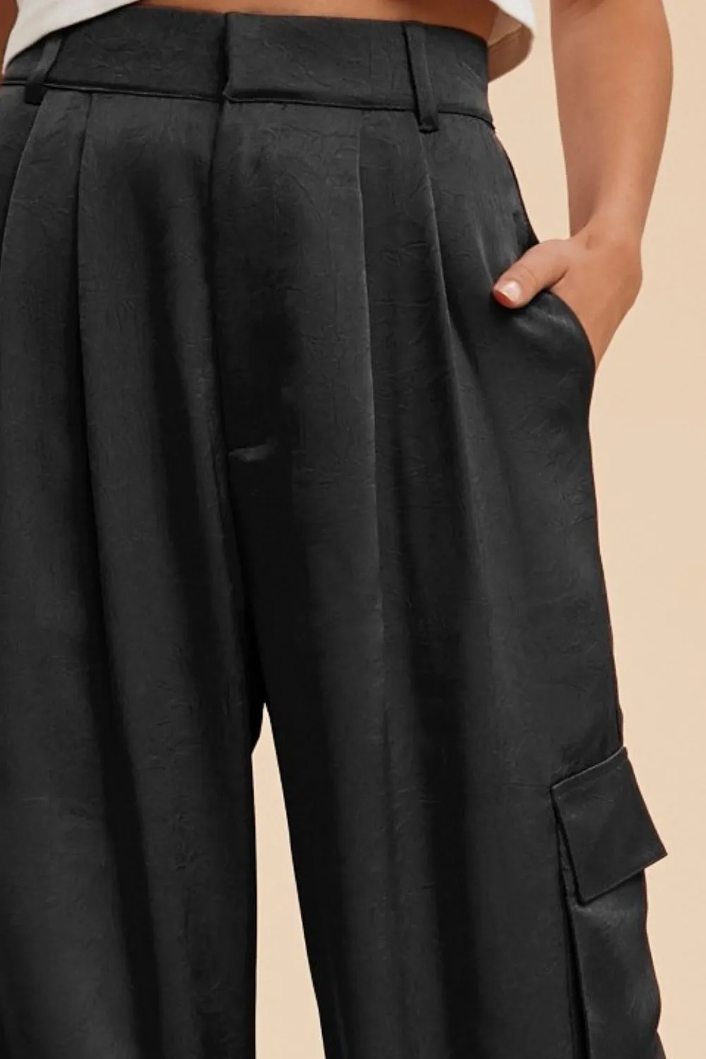 Wide Leg Satin Trousers