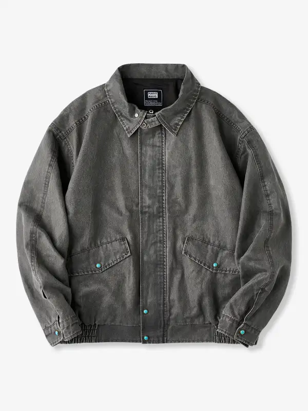 Men's Suede Texture Button Front Work Jacket