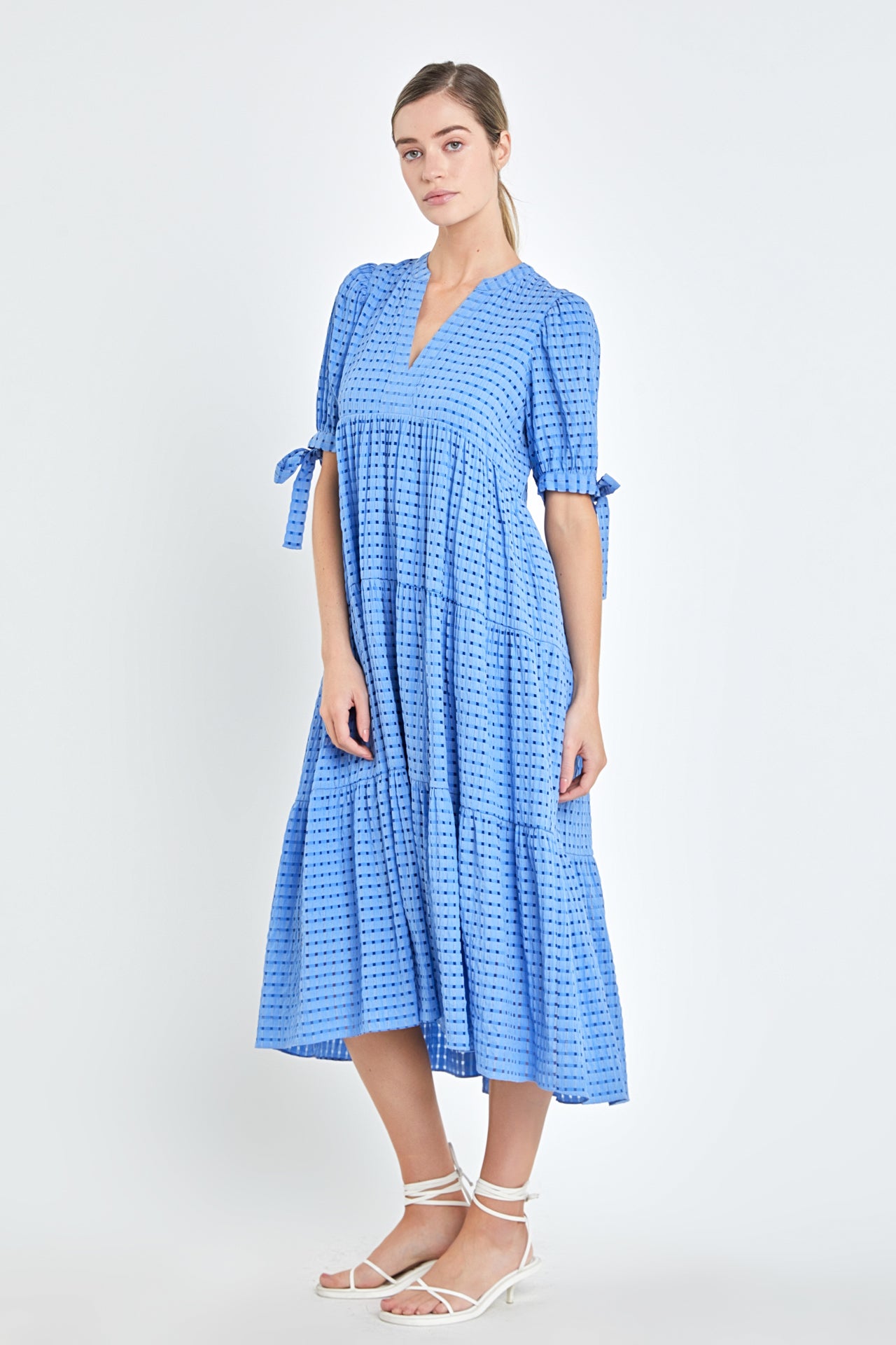 Gingham Tiered Midi Dress