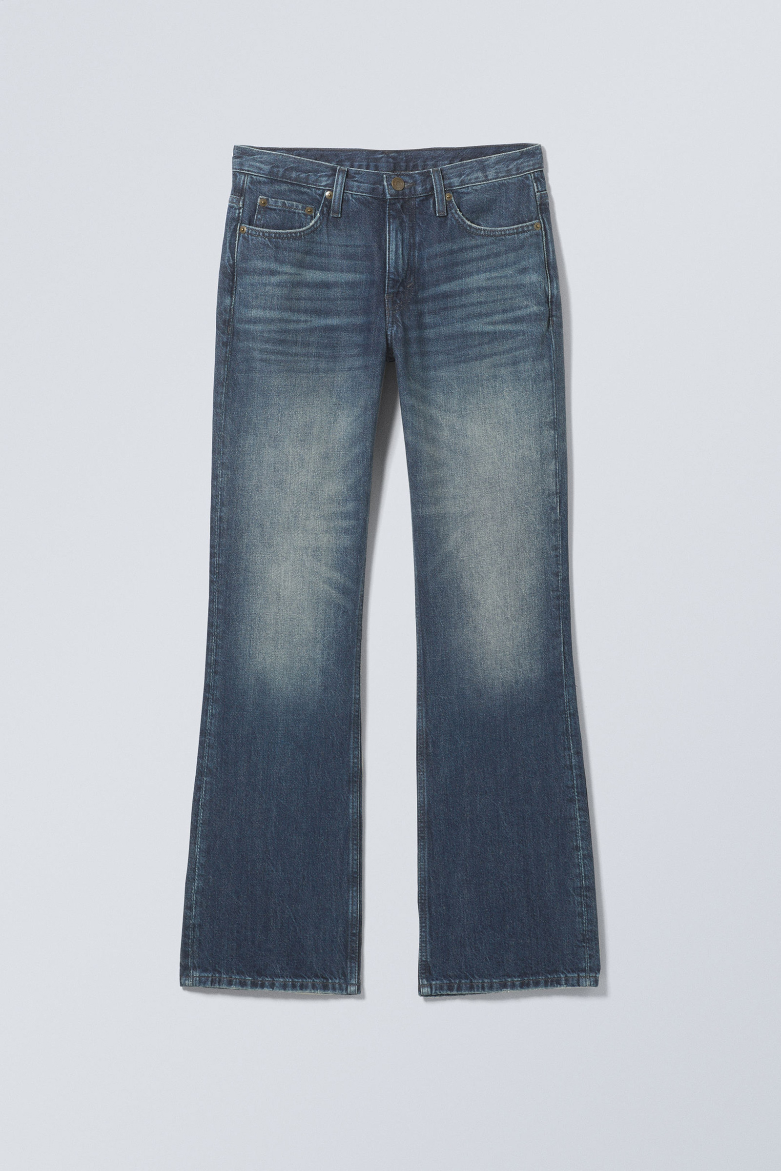 Pocketed Mid Waist Bootcut Jeans