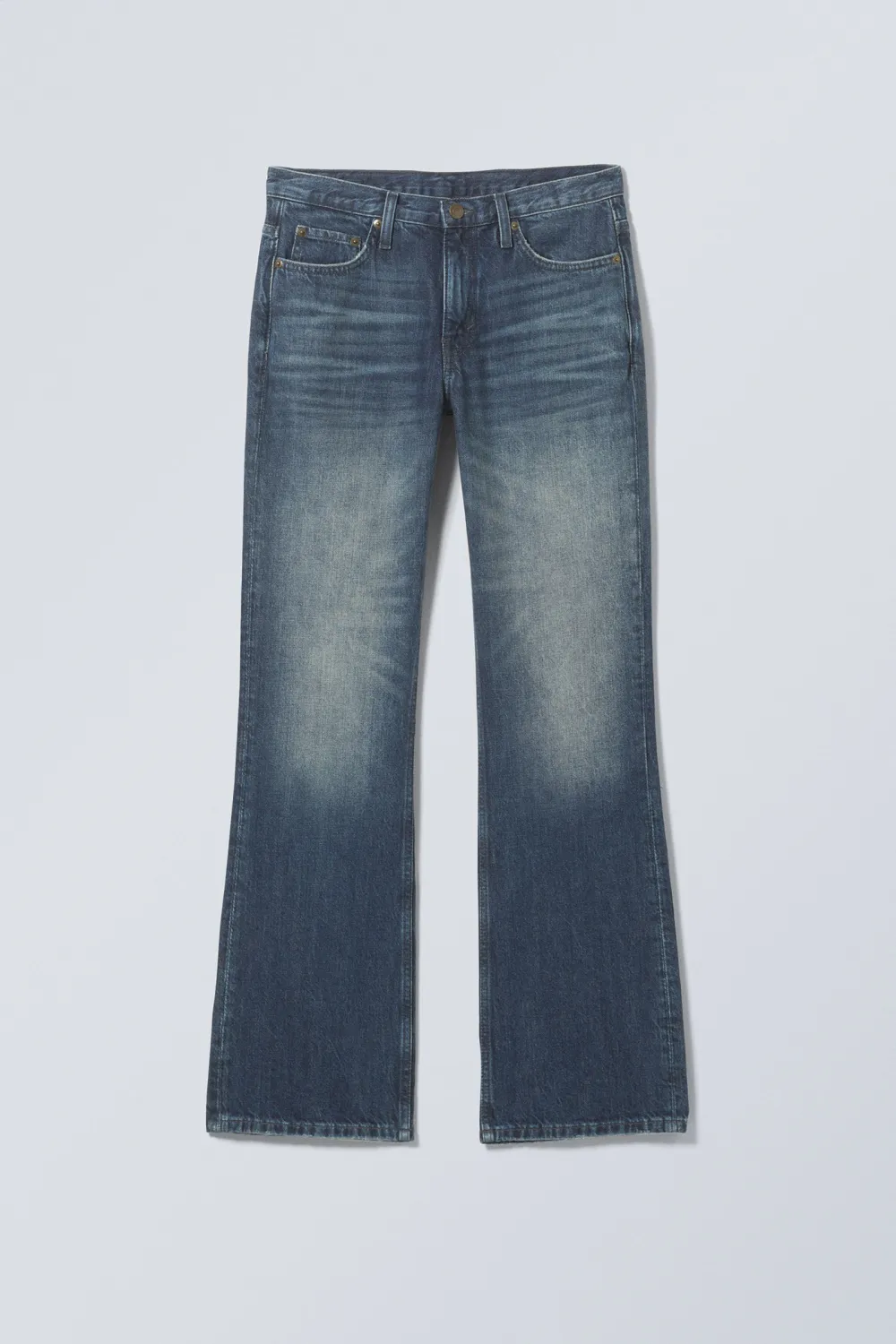 Pocketed Mid Waist Bootcut Jeans