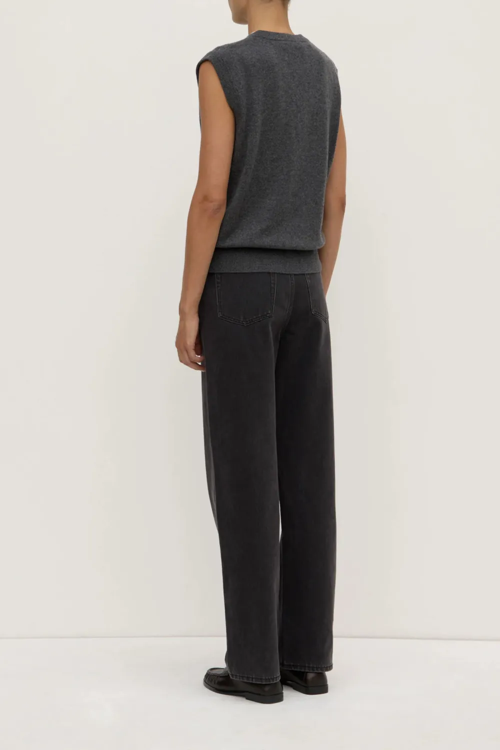 Pure Cashmere Ribbed Round Neck Women's Vest