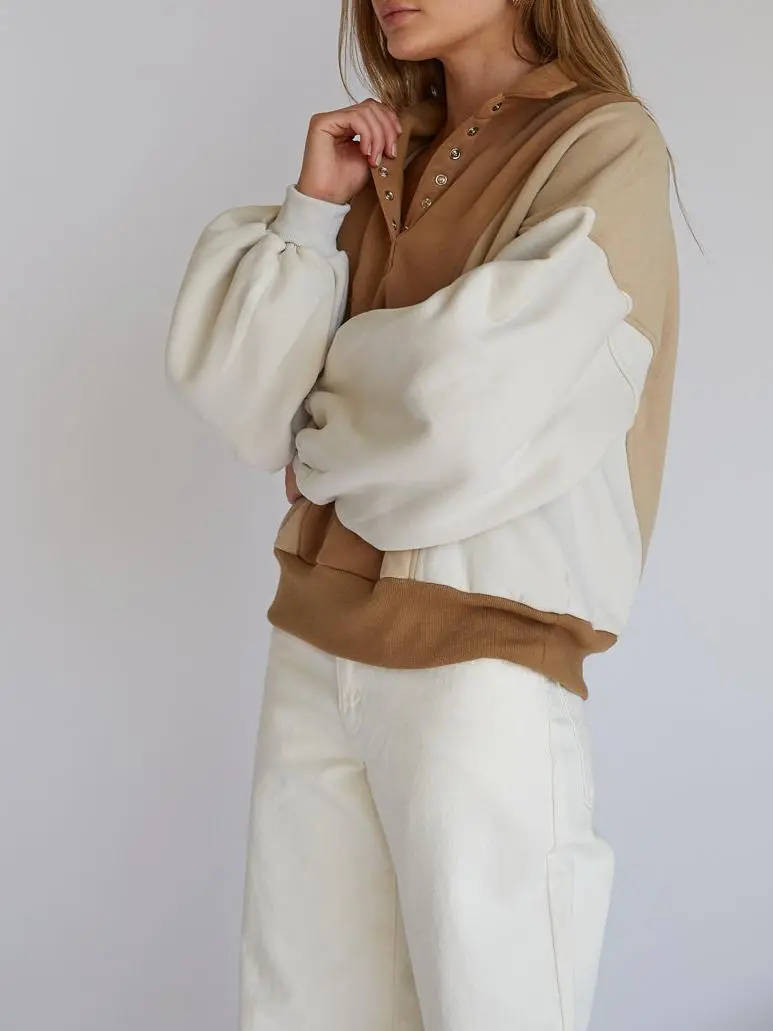 Quarter Button Pullover Sweatshirt