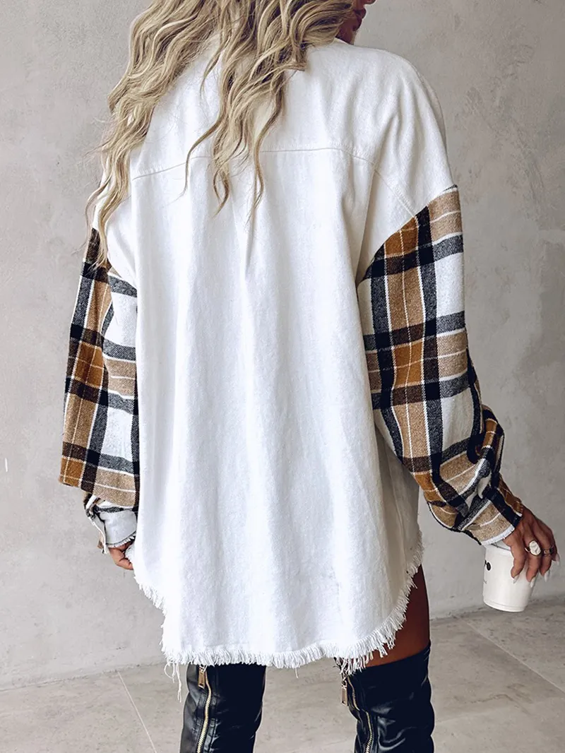 Women's contrast plaid patchwork jacket