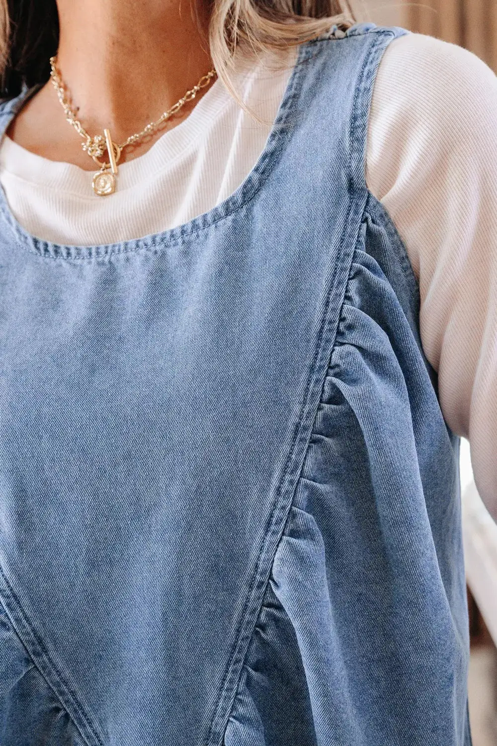 Pleated Patchwork Sleeveless Top