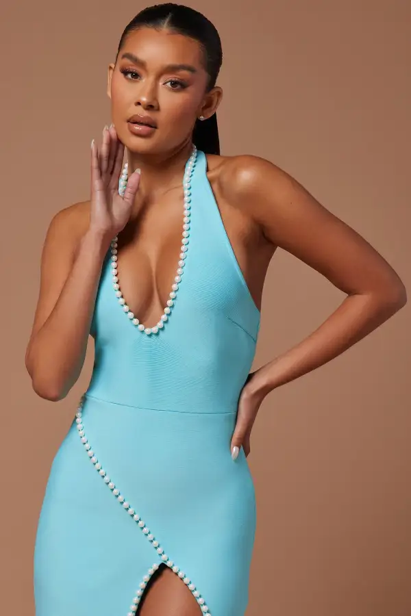 Ravenna Embellished Bandage Maxi Dress - Aqua