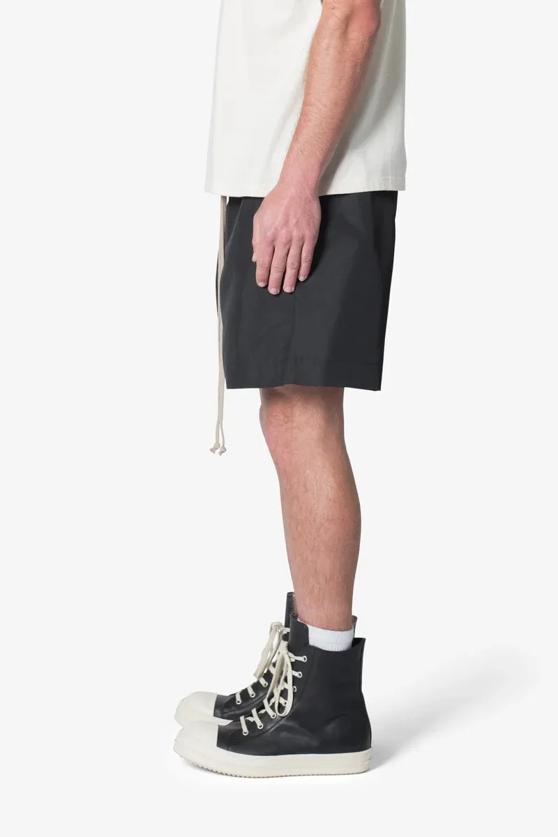 BLACK ELASTIC - WAIST CASUAL SHORTS