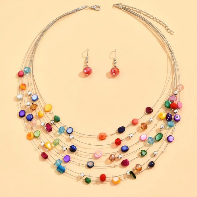 Crystal Earrings Beading Layer Sets