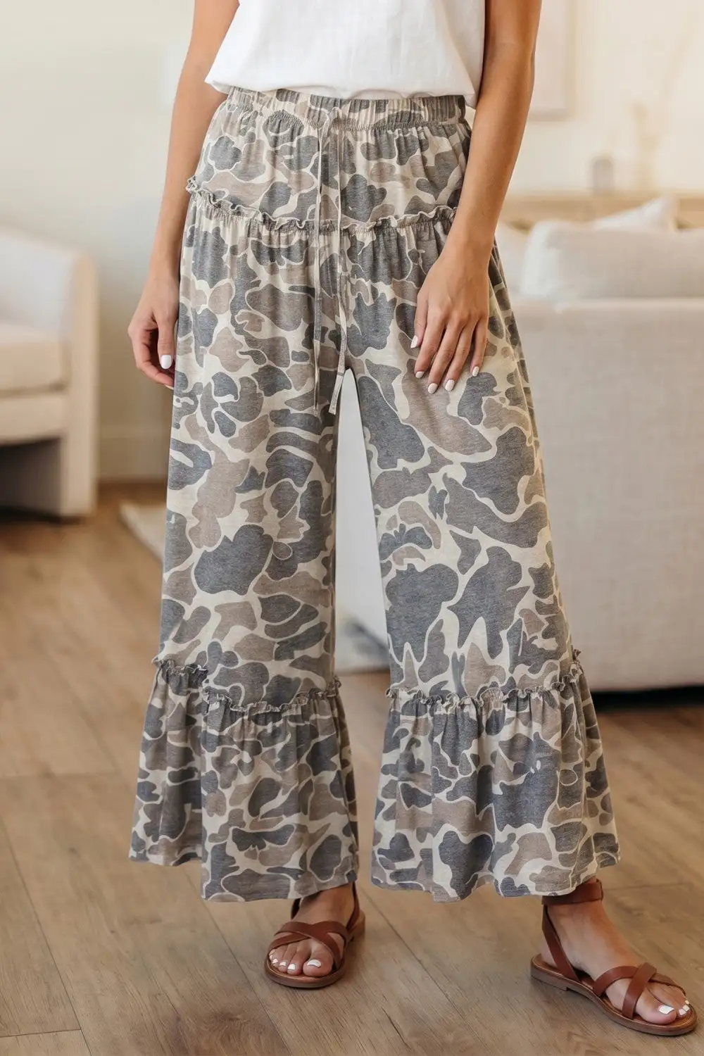 Camo Wide Leg Casual Pants