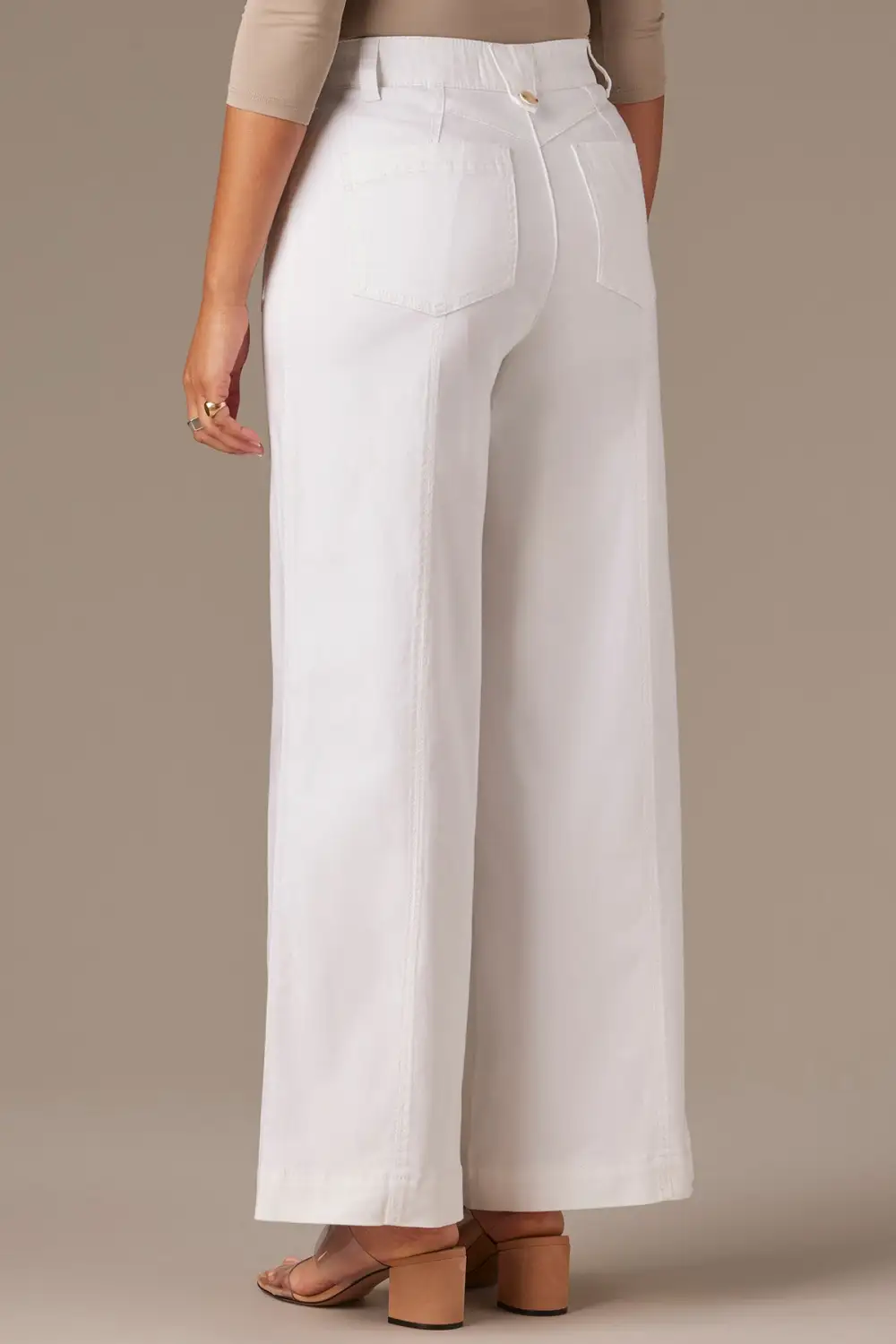 Petite Button Fly Wide Leg Pants