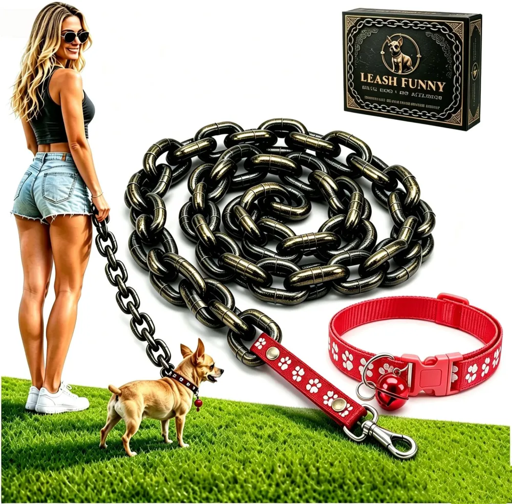 Funny Pet Simulation Thick Iron Chain with Collar