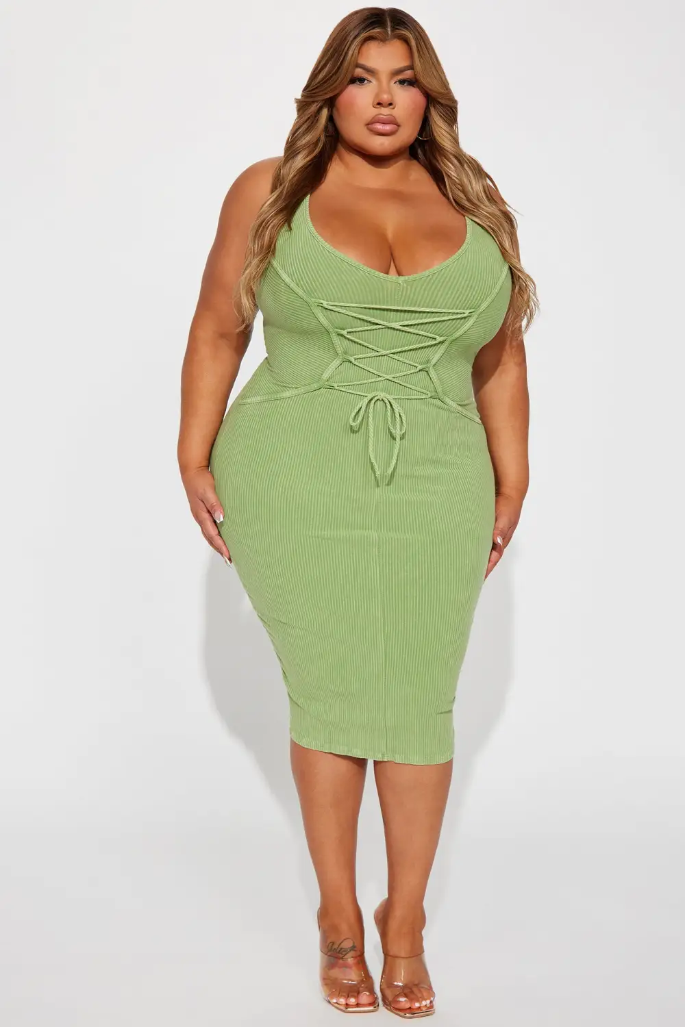 Needing Me Scoop Neck Midi Dress - Green