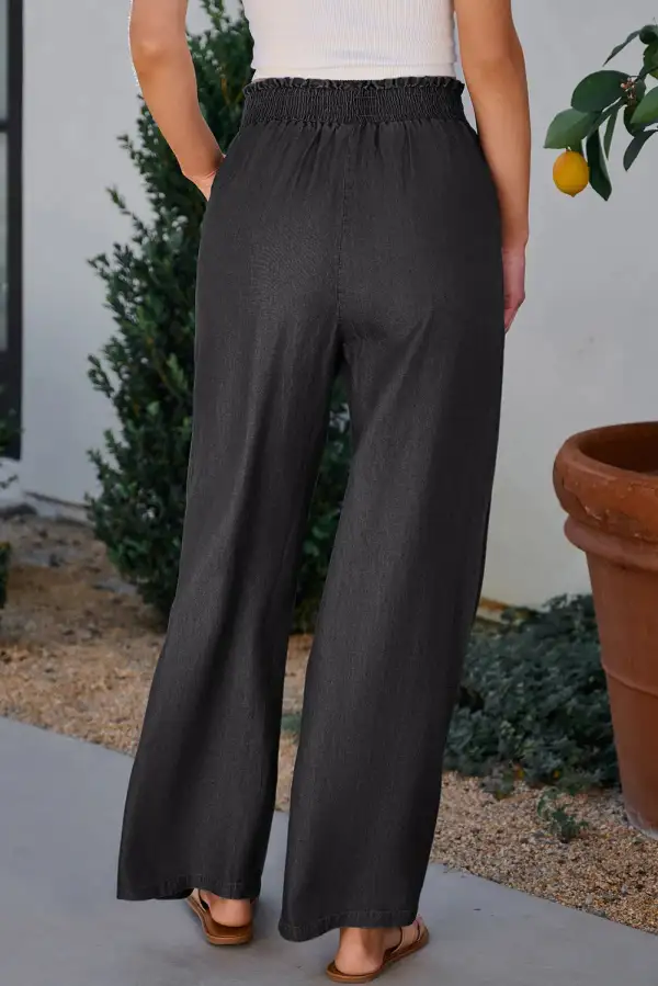 Wide Leg High Waist Side Pockets Jeans