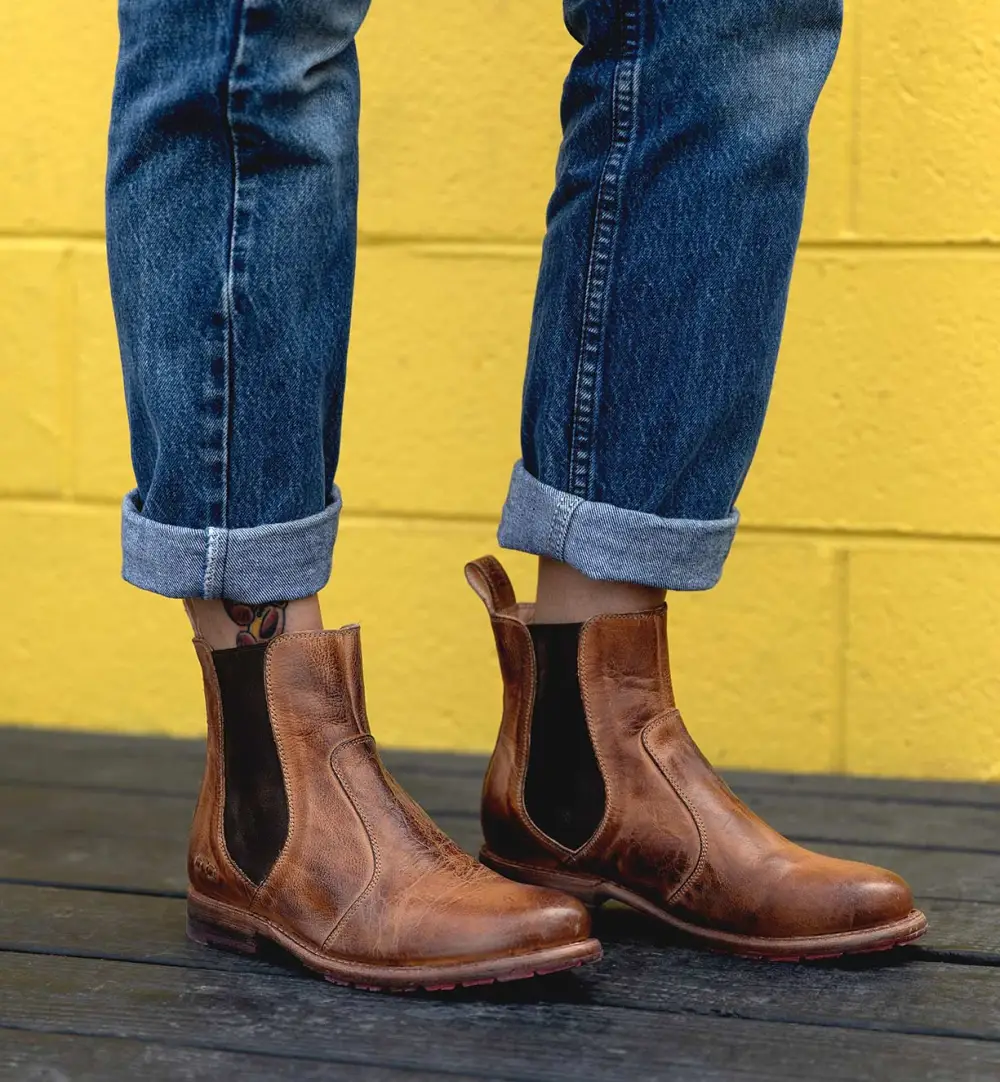 Slip-On Distressed Chelsea Boots