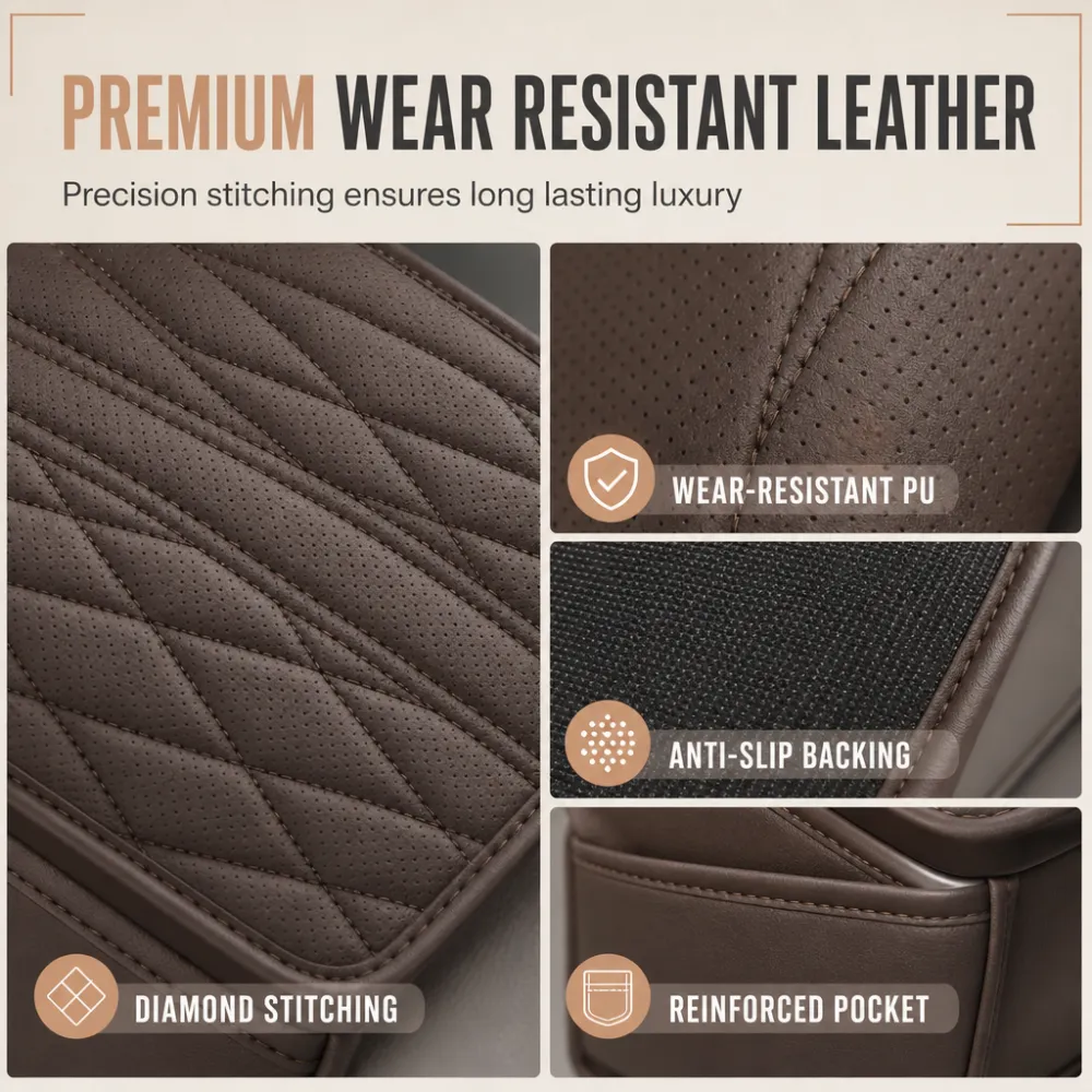 Car Central Armrest Cushion Pad with Storage Pocket