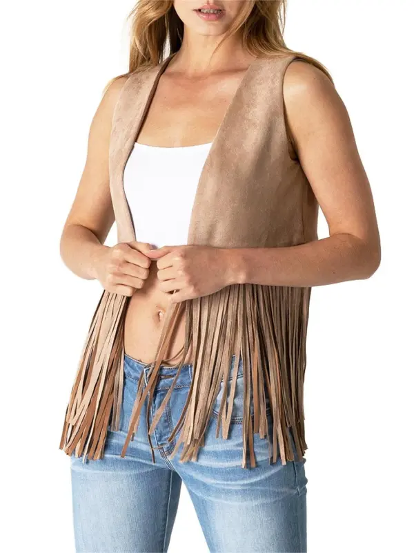 Black Bohemian Fringe Vest
