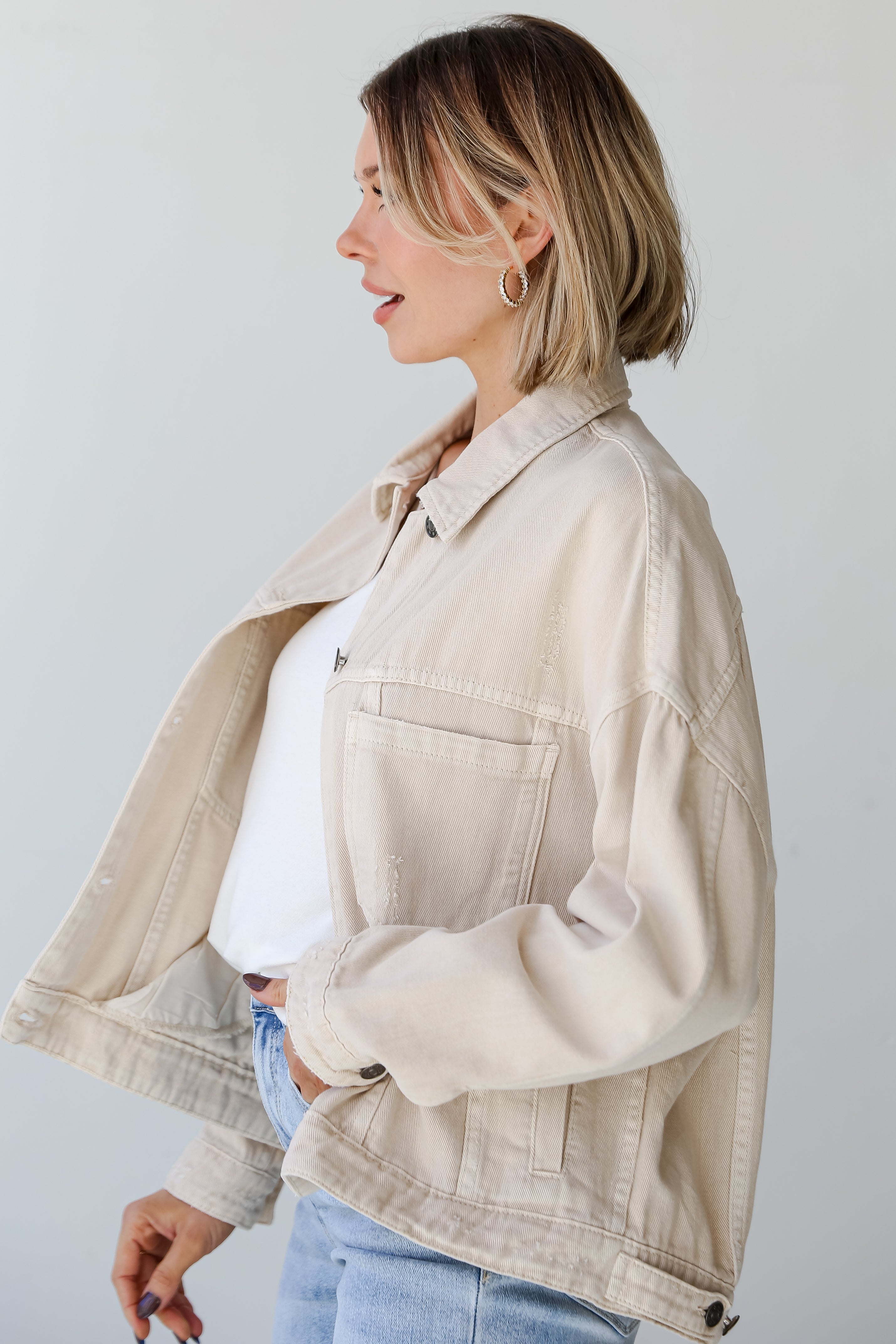 FINAL SALE - Practical Charm Off White Denim Jacket