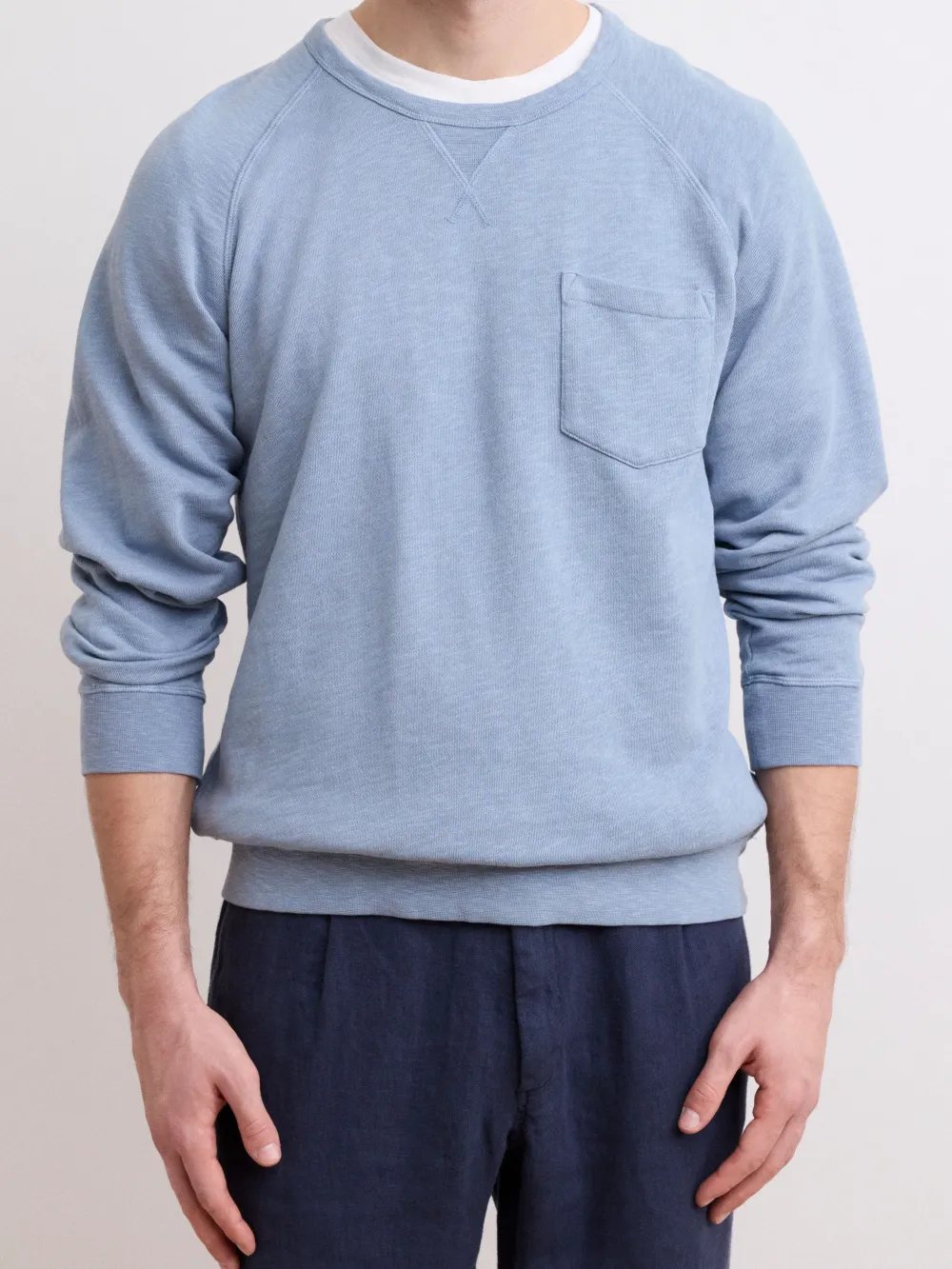 Men's Blue Crew Neck Sweater