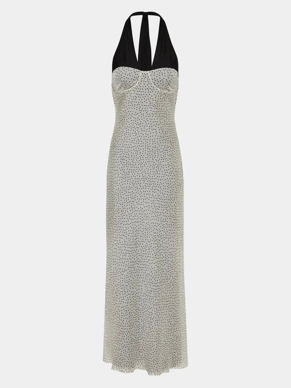 Adjustable Halter Neck Polka Midi Dress