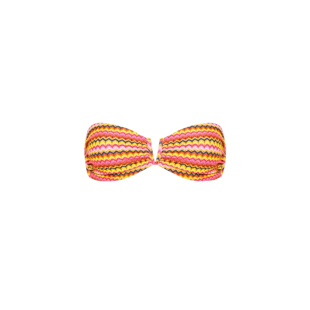 Yellow V Strapless Bandeau Bikini Top