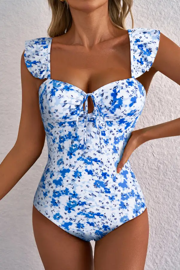 Ruffle Floral One Piece Swimsuit