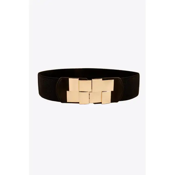 Everyday Geometric Buckle Elastic Wide Belt