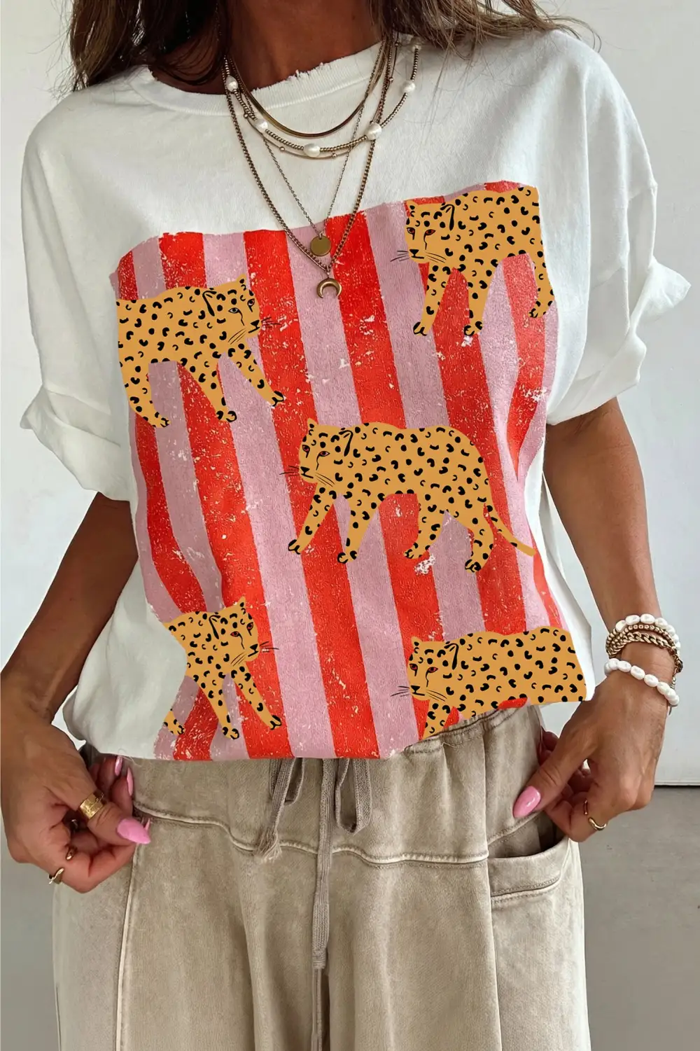 Cheetah Striped Print Retro Tee
