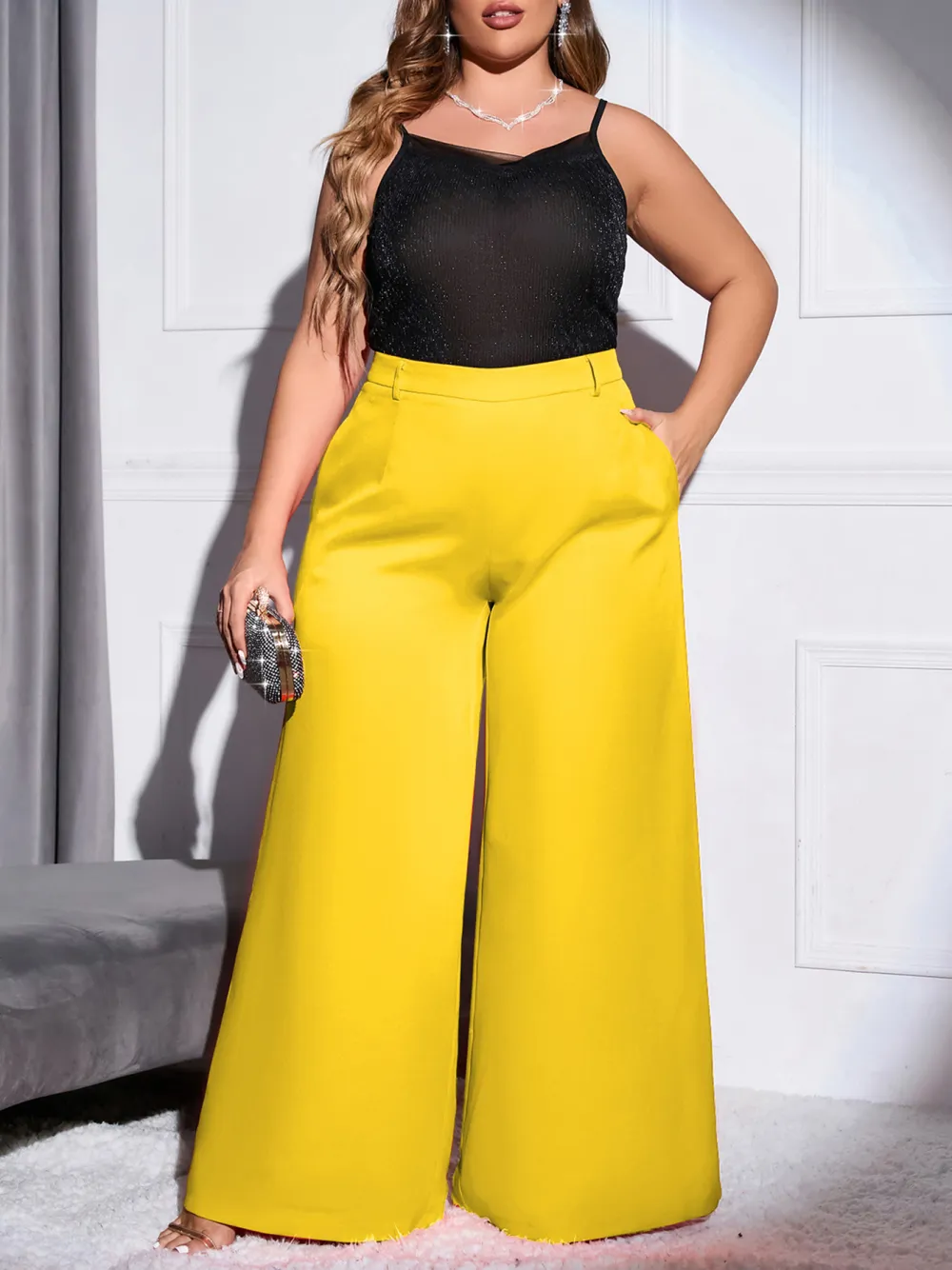 Plus Size Women Floor Length Suit Trousers