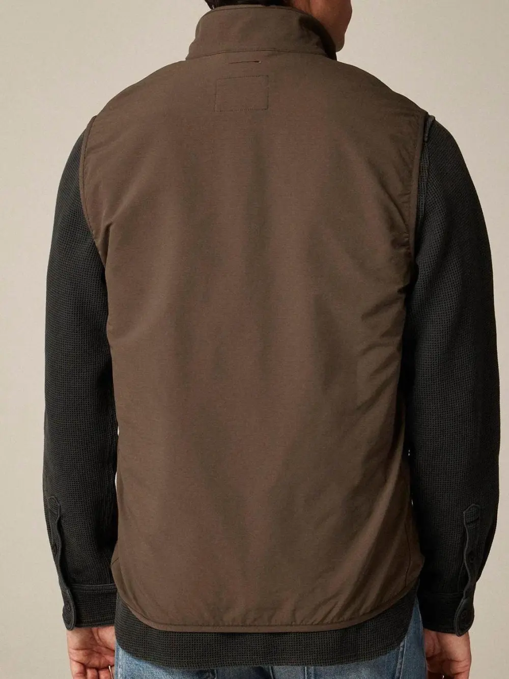 Brown Zip Front Hybrid Vest