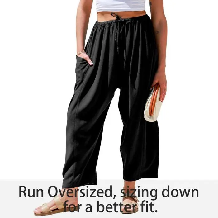 High-Waist Wide-Leg Loose Casual Cotton Linen Pants