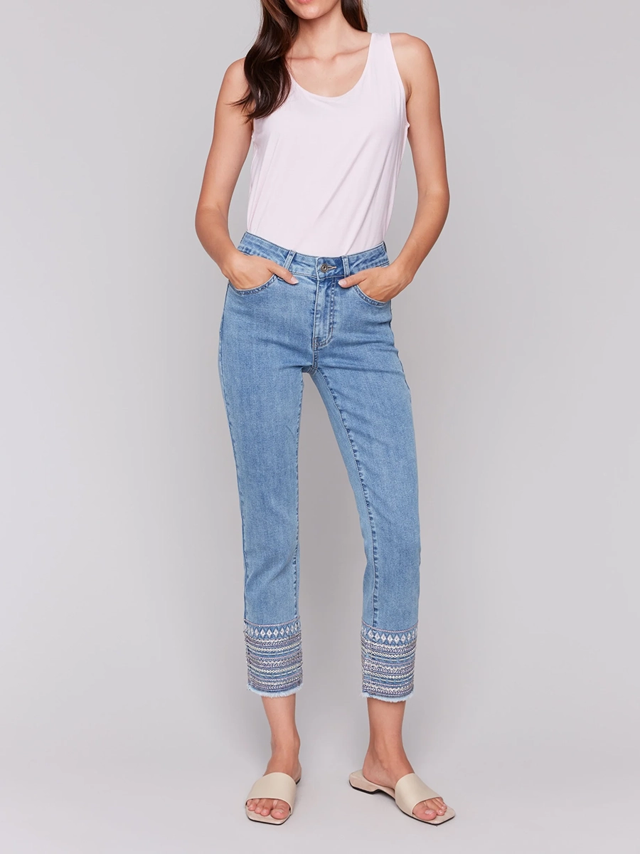 Straight-Leg Cotton Breathable Slim-Fit Jeans