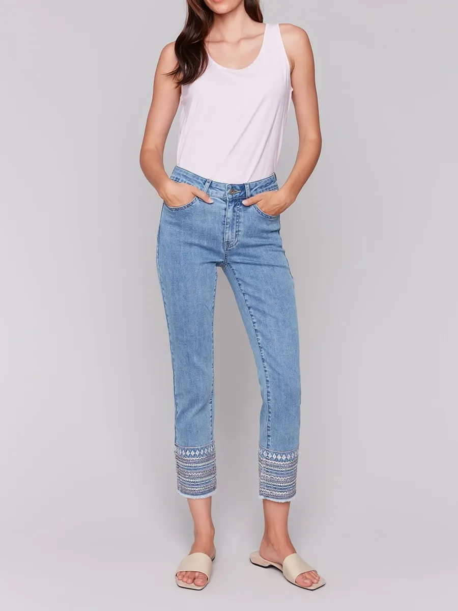 Straight-Leg Cotton Breathable Slim-Fit Jeans