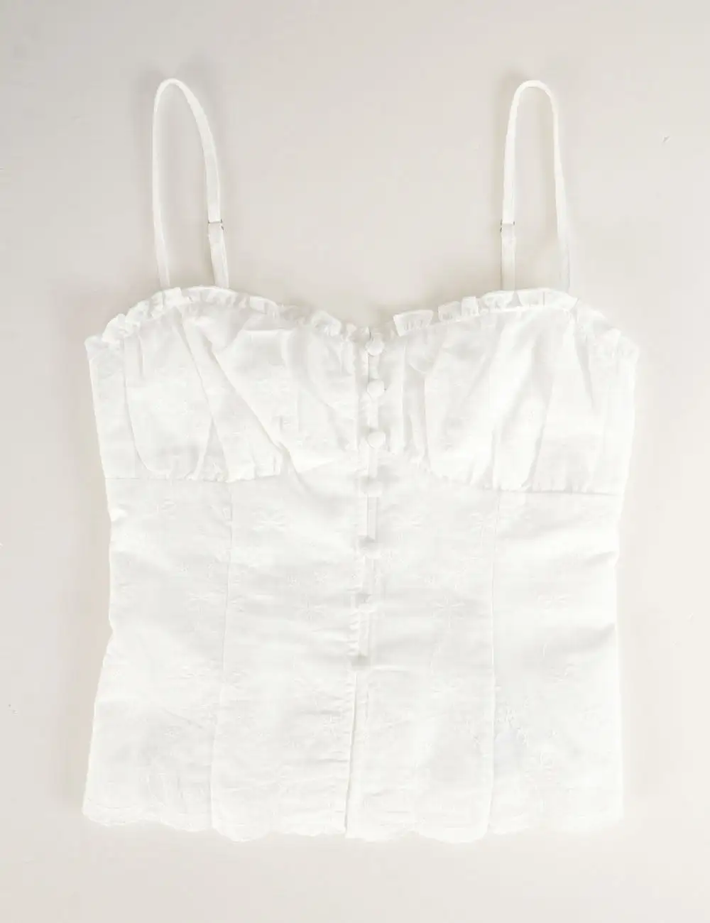 Embroidery Sleeveless Button Front Peplum Cami Top