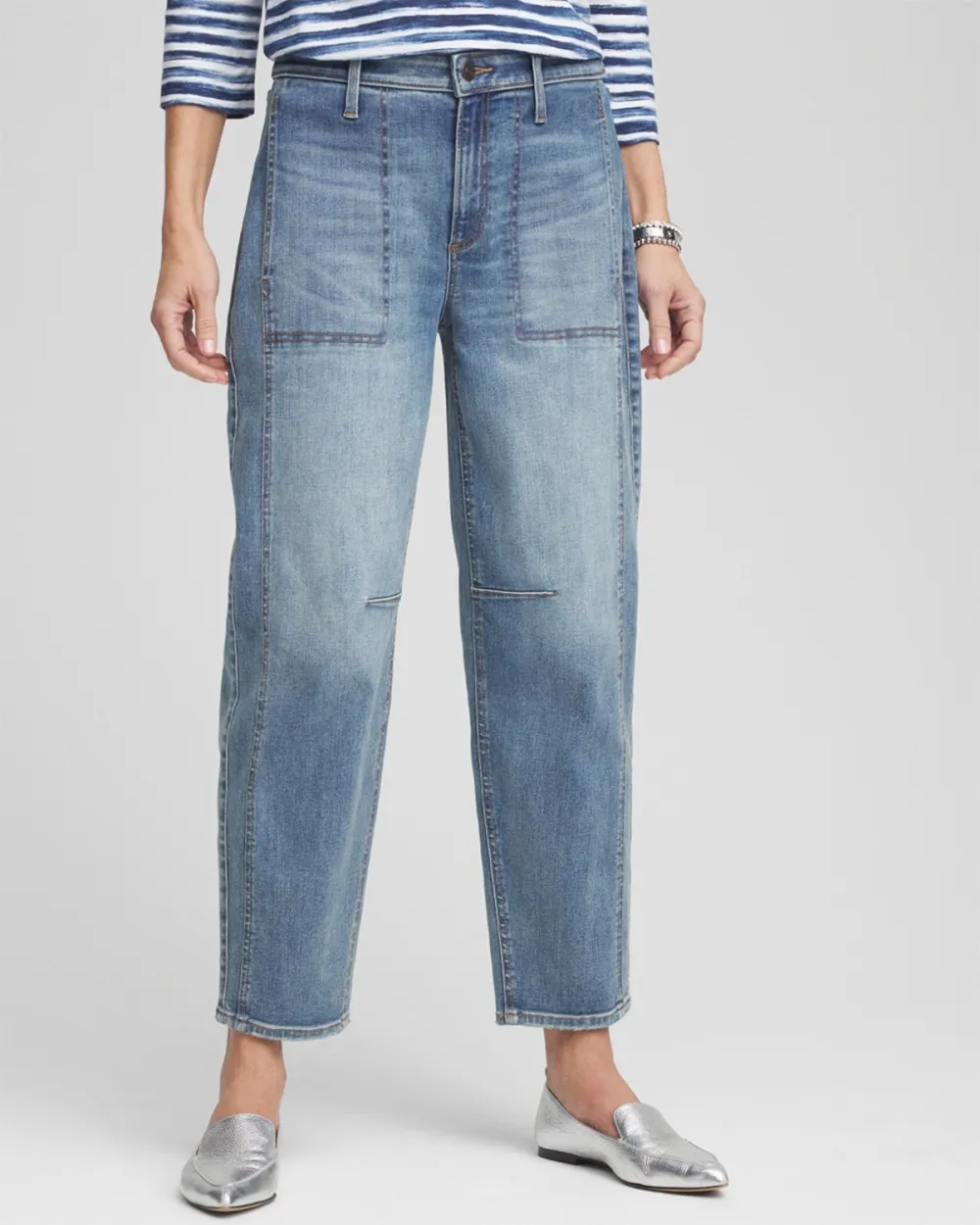 Light Blue Patchwork Denim Jeans
