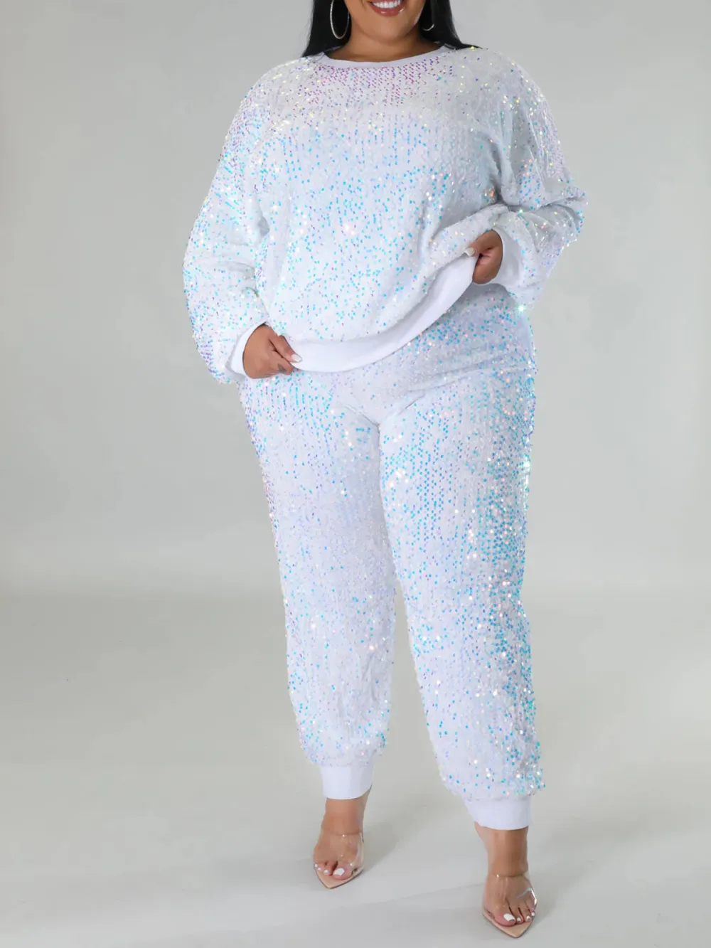 Plus Size Women'S Fashion Sequin Suit