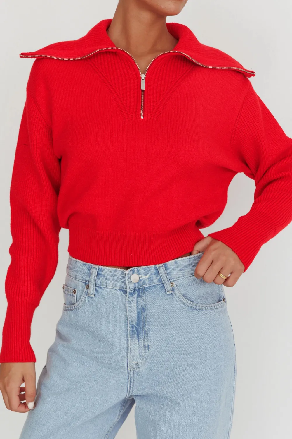 Playful And Stylish Zip-Neck Top