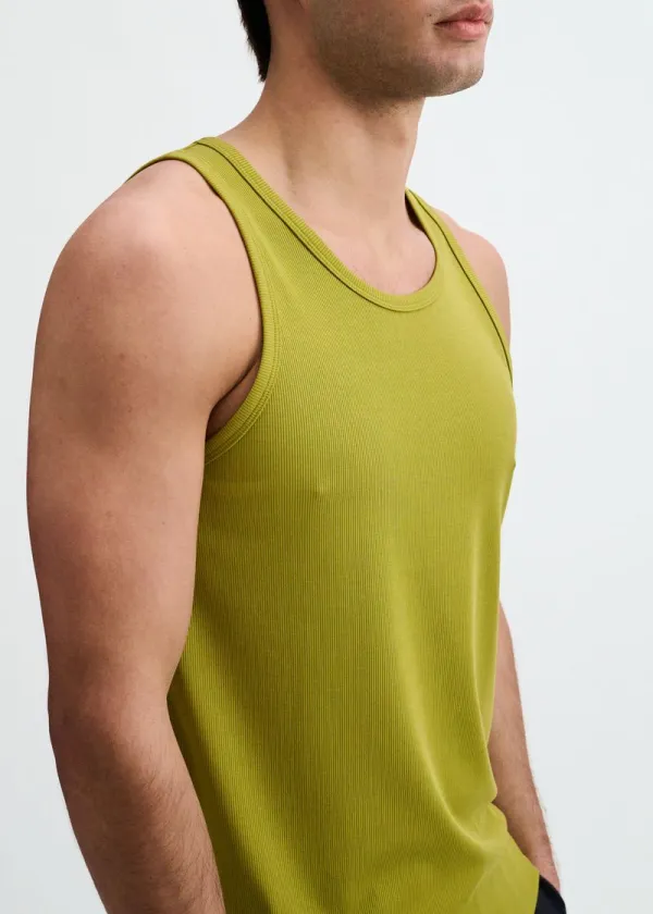 Abstract Ribbed Stretch Tank Top