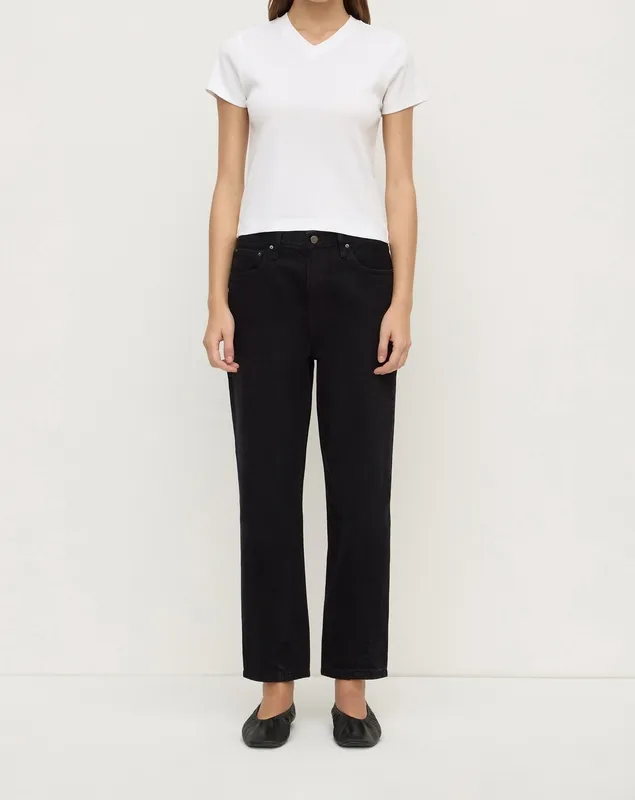 Black Twisted-Seam Straight-Leg Jeans
