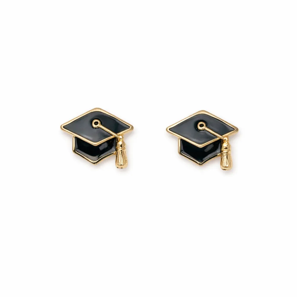 Graduation Cap Enamel Stud Earrings