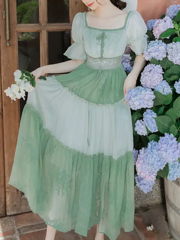 Square Neck Long Dress